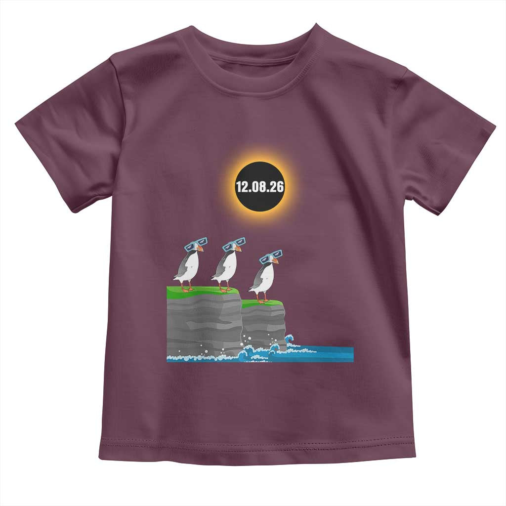Cute Cartoon Puffins 2026 Total Solar Eclipse Toddler T Shirt August 12 Totality Funny Astronomy Gift