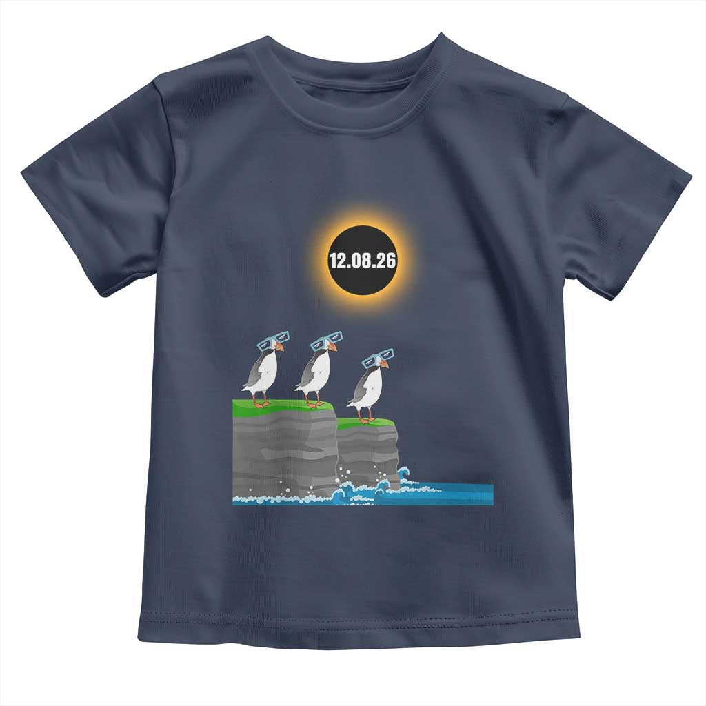 Cute Cartoon Puffins 2026 Total Solar Eclipse Toddler T Shirt August 12 Totality Funny Astronomy Gift