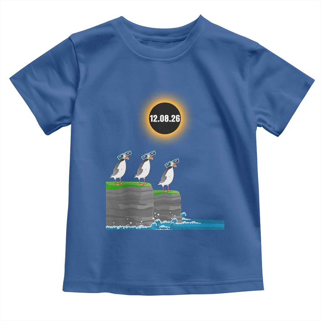 Cute Cartoon Puffins 2026 Total Solar Eclipse Toddler T Shirt August 12 Totality Funny Astronomy Gift