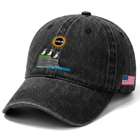 Cute Cartoon Puffins 2026 Total Solar Eclipse Washed Cotton Baseball Cap August 12 Totality Funny Astronomy Gift