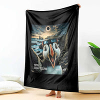 Puffin Selfie August 12 2026 Total Solar Eclipse Throw Blanket Funny Totality Photographic Astronomy Souvenir