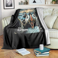 Puffin Selfie August 12 2026 Total Solar Eclipse Throw Blanket Funny Totality Photographic Astronomy Souvenir