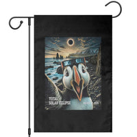 Puffin Selfie August 12 2026 Total Solar Eclipse Garden Flag Funny Totality Photographic Astronomy Souvenir
