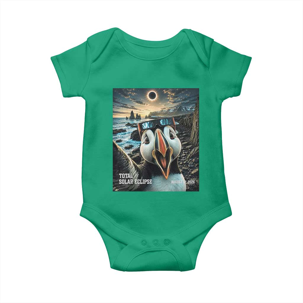 Puffin Selfie August 12 2026 Total Solar Eclipse Baby Onesie Funny Totality Photographic Astronomy Souvenir