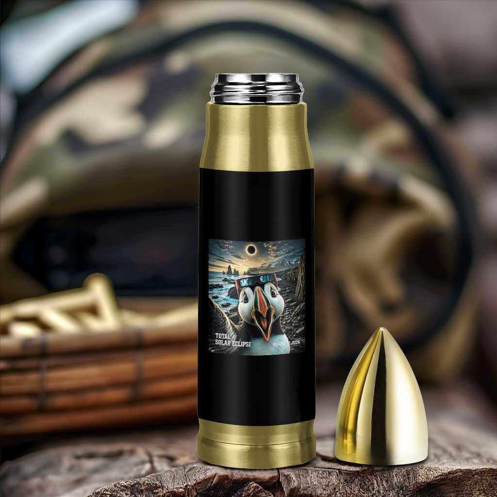 Puffin Selfie August 12 2026 Total Solar Eclipse Bullet Tumbler Funny Totality Photographic Astronomy Souvenir