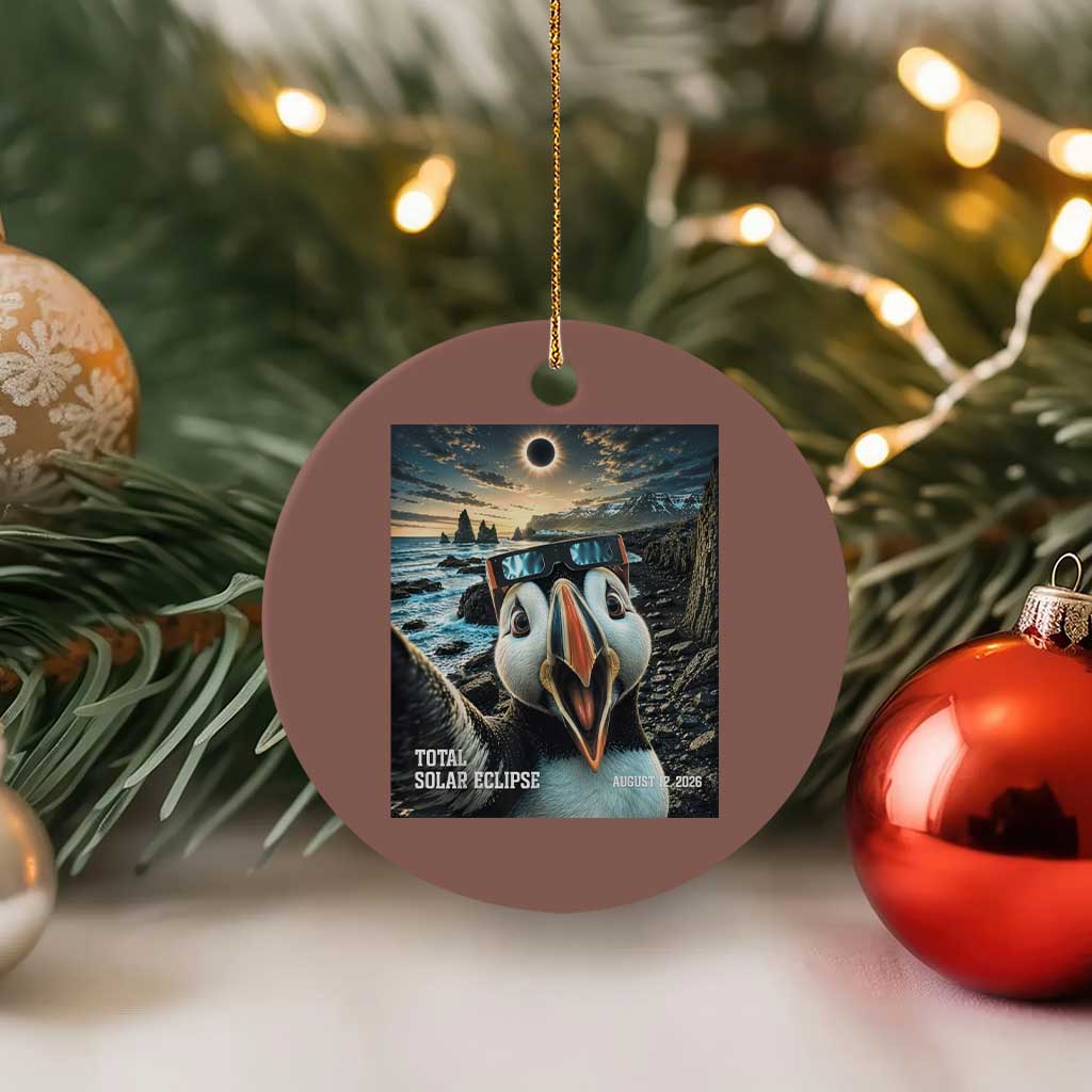 Puffin Selfie August 12 2026 Total Solar Eclipse Ceramic Ornament Funny Totality Photographic Astronomy Souvenir