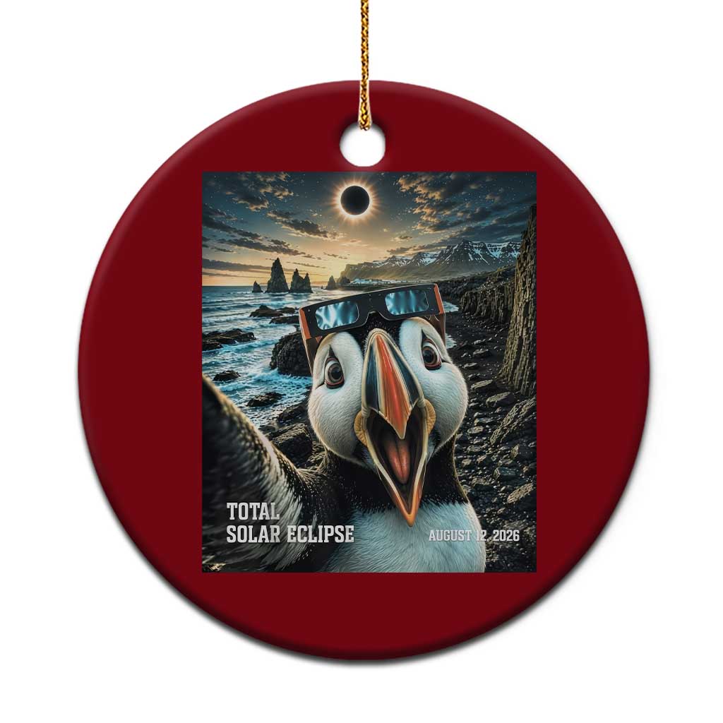 Puffin Selfie August 12 2026 Total Solar Eclipse Ceramic Ornament Funny Totality Photographic Astronomy Souvenir