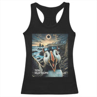 Puffin Selfie August 12 2026 Total Solar Eclipse Racerback Tank Top Funny Totality Photographic Astronomy Souvenir