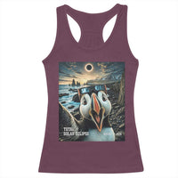 Puffin Selfie August 12 2026 Total Solar Eclipse Racerback Tank Top Funny Totality Photographic Astronomy Souvenir