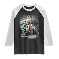 Puffin Selfie August 12 2026 Total Solar Eclipse Raglan Shirt Funny Totality Photographic Astronomy Souvenir