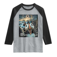 Puffin Selfie August 12 2026 Total Solar Eclipse Raglan Shirt Funny Totality Photographic Astronomy Souvenir