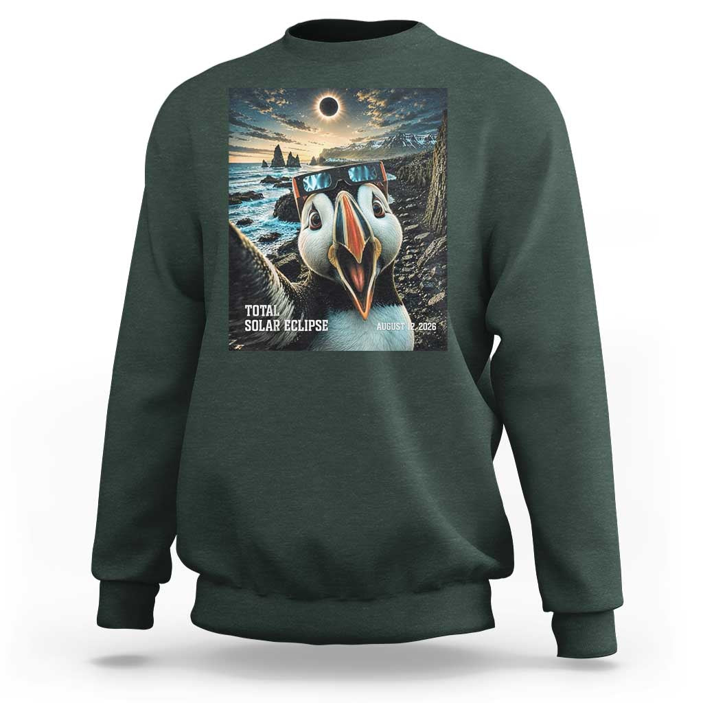 Puffin Selfie August 12 2026 Total Solar Eclipse Sweatshirt Funny Totality Photographic Astronomy Souvenir