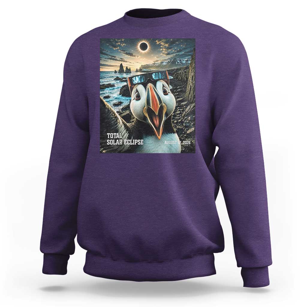 Puffin Selfie August 12 2026 Total Solar Eclipse Sweatshirt Funny Totality Photographic Astronomy Souvenir