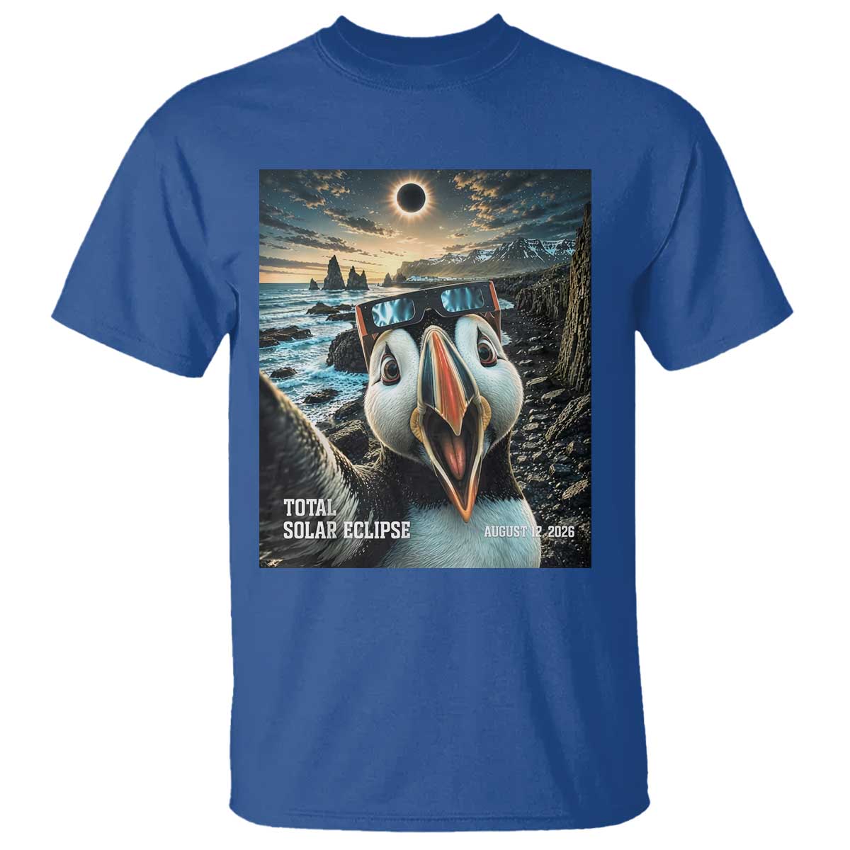 Puffin Selfie August 12 2026 Total Solar Eclipse T Shirt Funny Totality Photographic Astronomy Souvenir