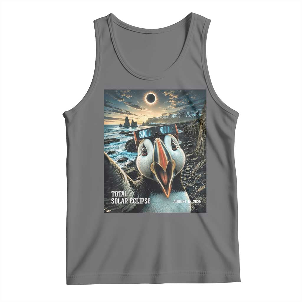 Puffin Selfie August 12 2026 Total Solar Eclipse Tank Top Funny Totality Photographic Astronomy Souvenir