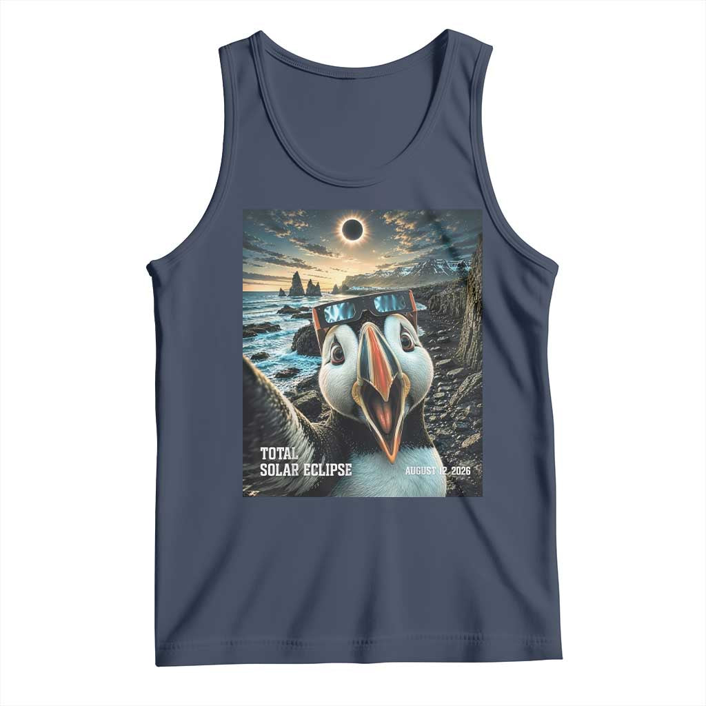 Puffin Selfie August 12 2026 Total Solar Eclipse Tank Top Funny Totality Photographic Astronomy Souvenir