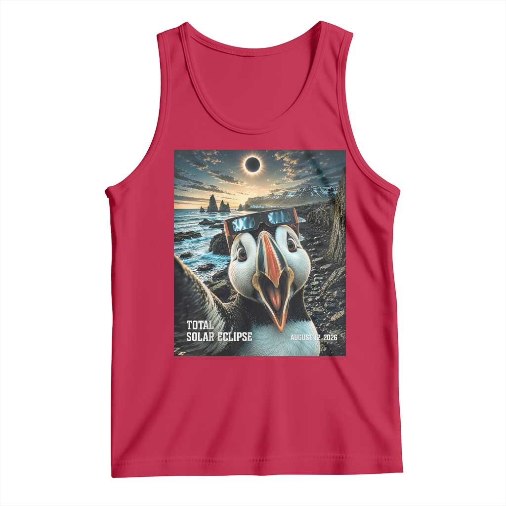 Puffin Selfie August 12 2026 Total Solar Eclipse Tank Top Funny Totality Photographic Astronomy Souvenir