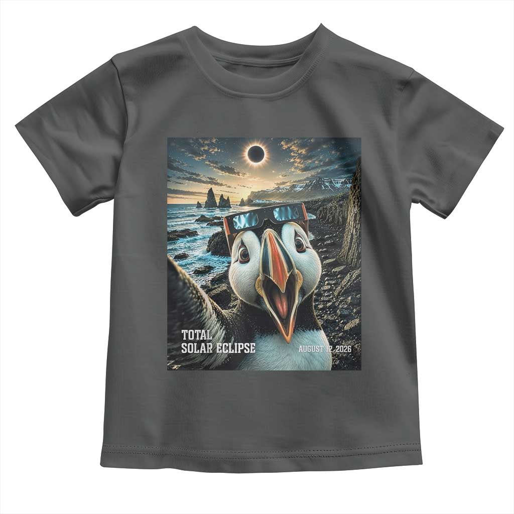 Puffin Selfie August 12 2026 Total Solar Eclipse Toddler T Shirt Funny Totality Photographic Astronomy Souvenir