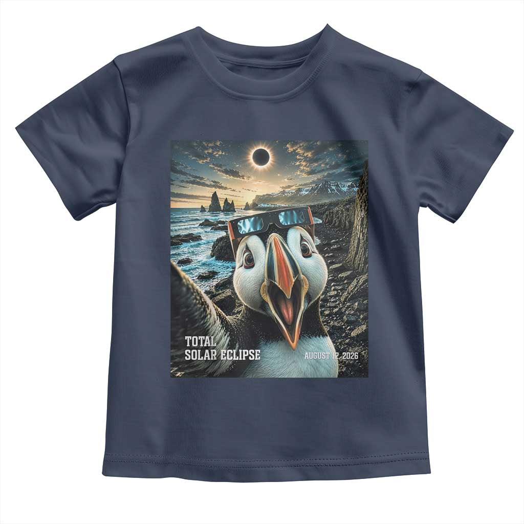 Puffin Selfie August 12 2026 Total Solar Eclipse Toddler T Shirt Funny Totality Photographic Astronomy Souvenir