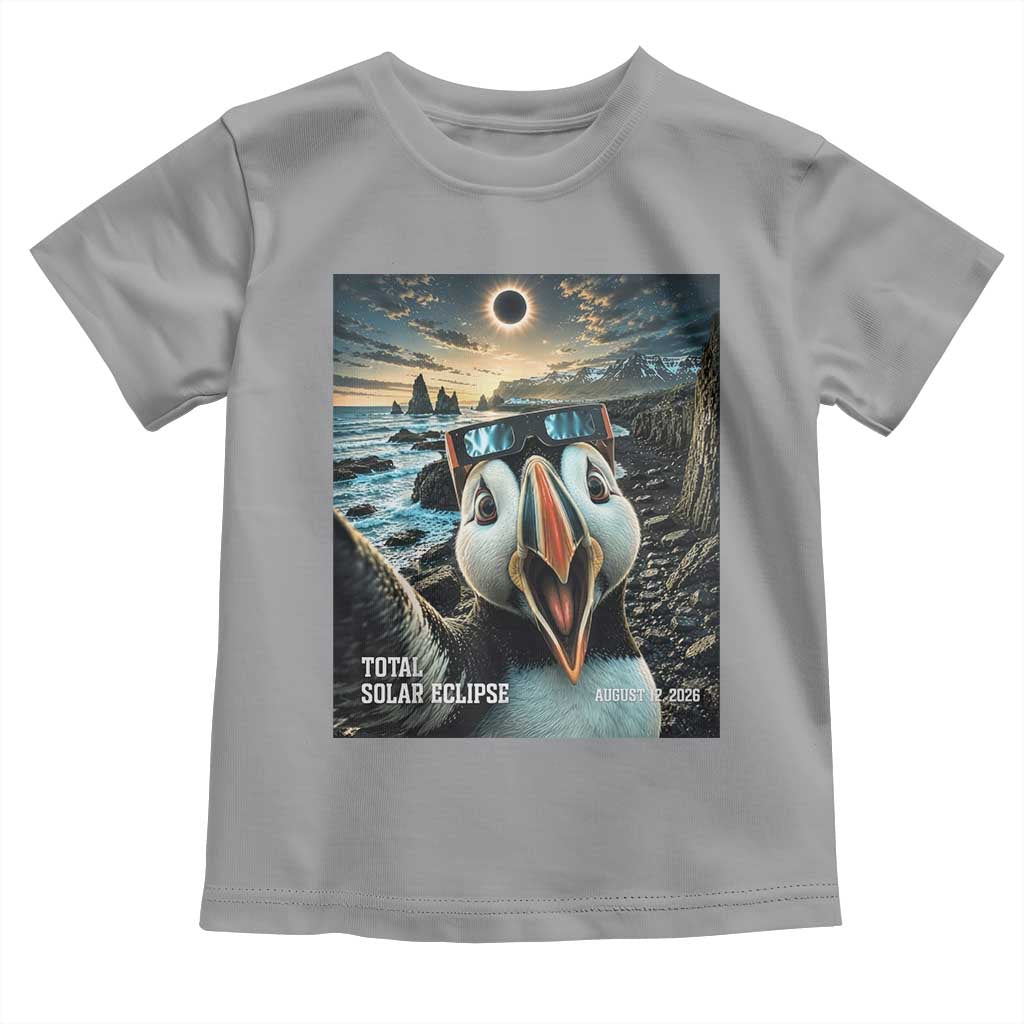 Puffin Selfie August 12 2026 Total Solar Eclipse Toddler T Shirt Funny Totality Photographic Astronomy Souvenir