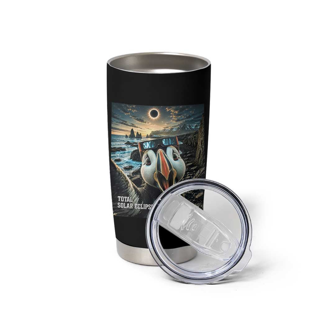 Puffin Selfie August 12 2026 Total Solar Eclipse Tumbler Cup Funny Totality Photographic Astronomy Souvenir