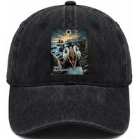 Puffin Selfie August 12 2026 Total Solar Eclipse Washed Cotton Baseball Cap Funny Totality Photographic Astronomy Souvenir
