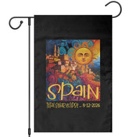 Spain 2026 Total Solar Eclipse Sun Face Graphic Garden Flag Espana Totality Travel Memorabilia Astronomy Geek Gift