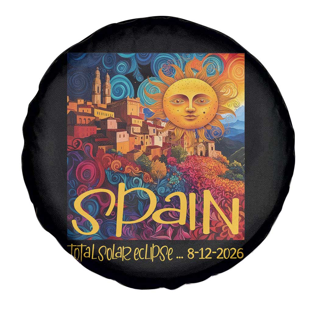 Spain 2026 Total Solar Eclipse Sun Face Graphic Spare Tire Cover Espana Totality Travel Memorabilia Astronomy Geek Gift