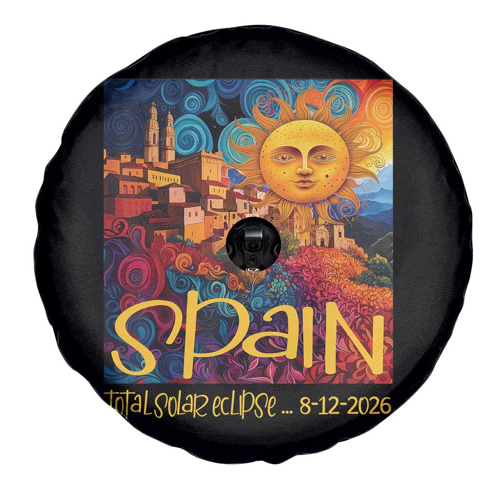 Spain 2026 Total Solar Eclipse Sun Face Graphic Spare Tire Cover Espana Totality Travel Memorabilia Astronomy Geek Gift