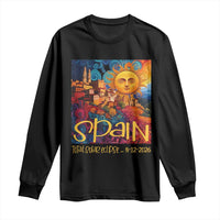Spain 2026 Total Solar Eclipse Sun Face Graphic Long Sleeve Shirt Espana Totality Travel Memorabilia Astronomy Geek Gift