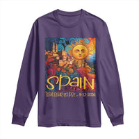 Spain 2026 Total Solar Eclipse Sun Face Graphic Long Sleeve Shirt Espana Totality Travel Memorabilia Astronomy Geek Gift