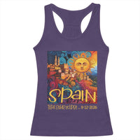 Spain 2026 Total Solar Eclipse Sun Face Graphic Racerback Tank Top Espana Totality Travel Memorabilia Astronomy Geek Gift