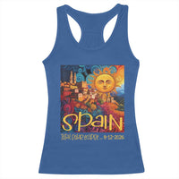 Spain 2026 Total Solar Eclipse Sun Face Graphic Racerback Tank Top Espana Totality Travel Memorabilia Astronomy Geek Gift