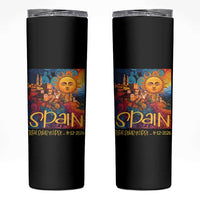 Spain 2026 Total Solar Eclipse Sun Face Graphic Skinny Tumbler Espana Totality Travel Memorabilia Astronomy Geek Gift