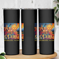 Spain 2026 Total Solar Eclipse Sun Face Graphic Skinny Tumbler Espana Totality Travel Memorabilia Astronomy Geek Gift