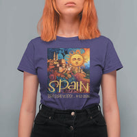 Spain 2026 Total Solar Eclipse Sun Face Graphic T Shirt For Women Espana Totality Travel Memorabilia Astronomy Geek Gift