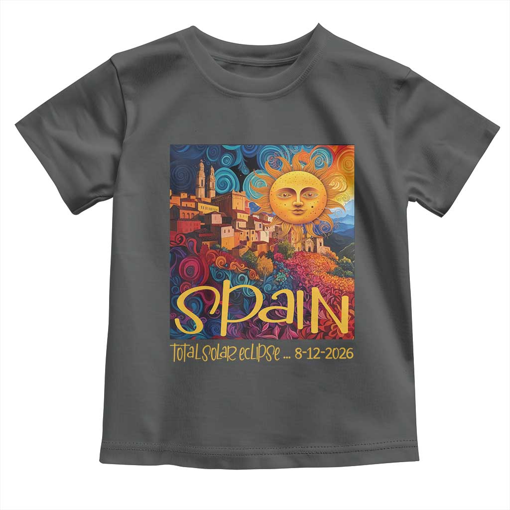 Spain 2026 Total Solar Eclipse Sun Face Graphic Toddler T Shirt Espana Totality Travel Memorabilia Astronomy Geek Gift