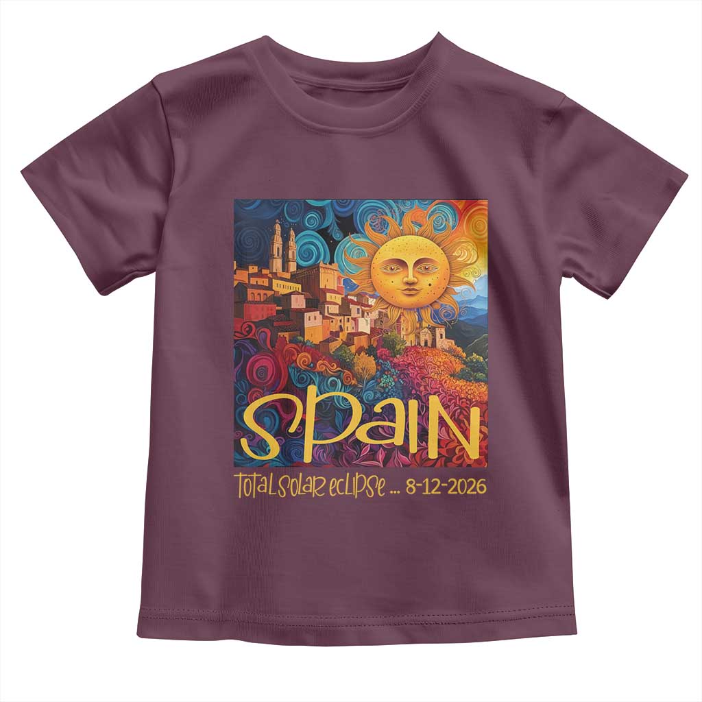 Spain 2026 Total Solar Eclipse Sun Face Graphic Toddler T Shirt Espana Totality Travel Memorabilia Astronomy Geek Gift