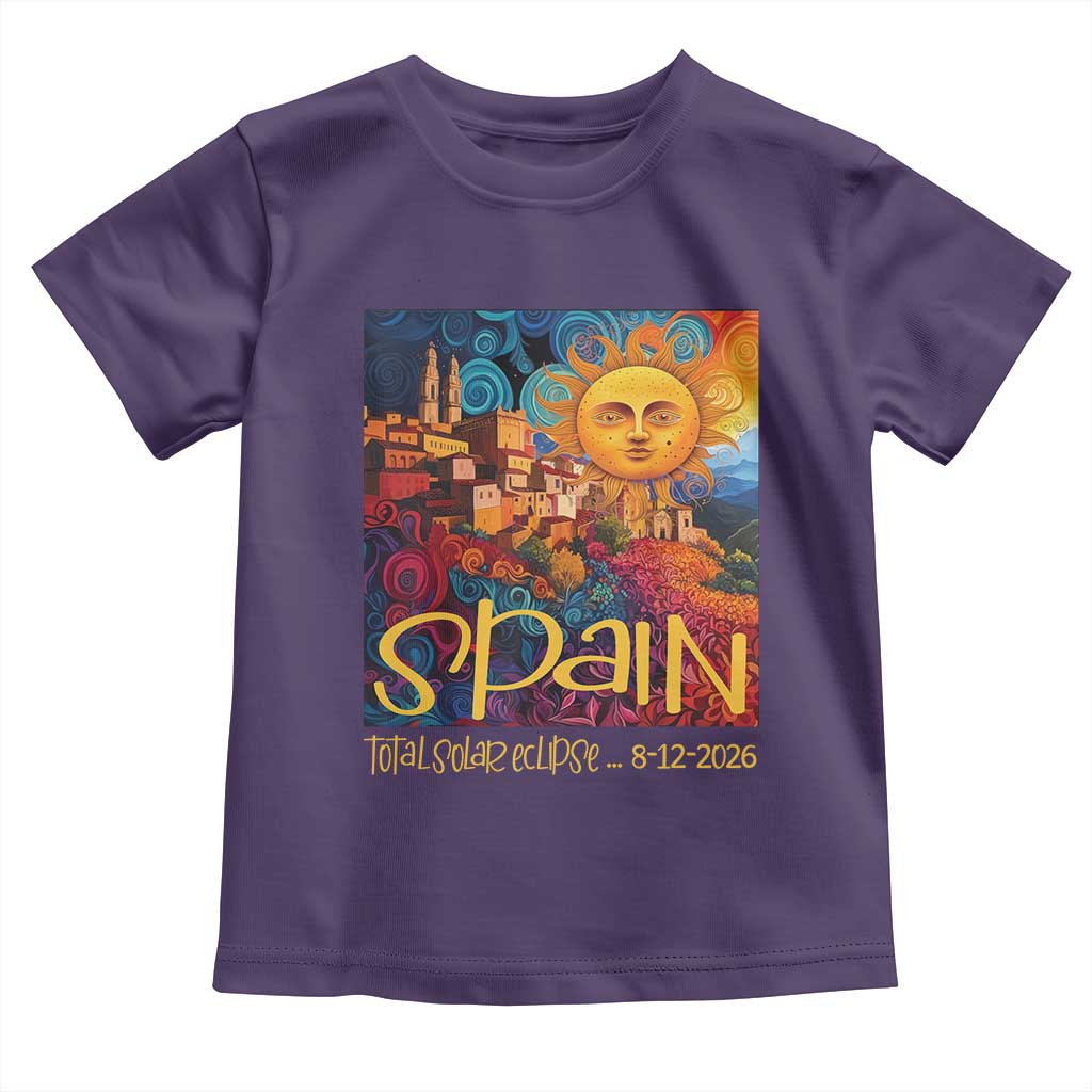 Spain 2026 Total Solar Eclipse Sun Face Graphic Toddler T Shirt Espana Totality Travel Memorabilia Astronomy Geek Gift