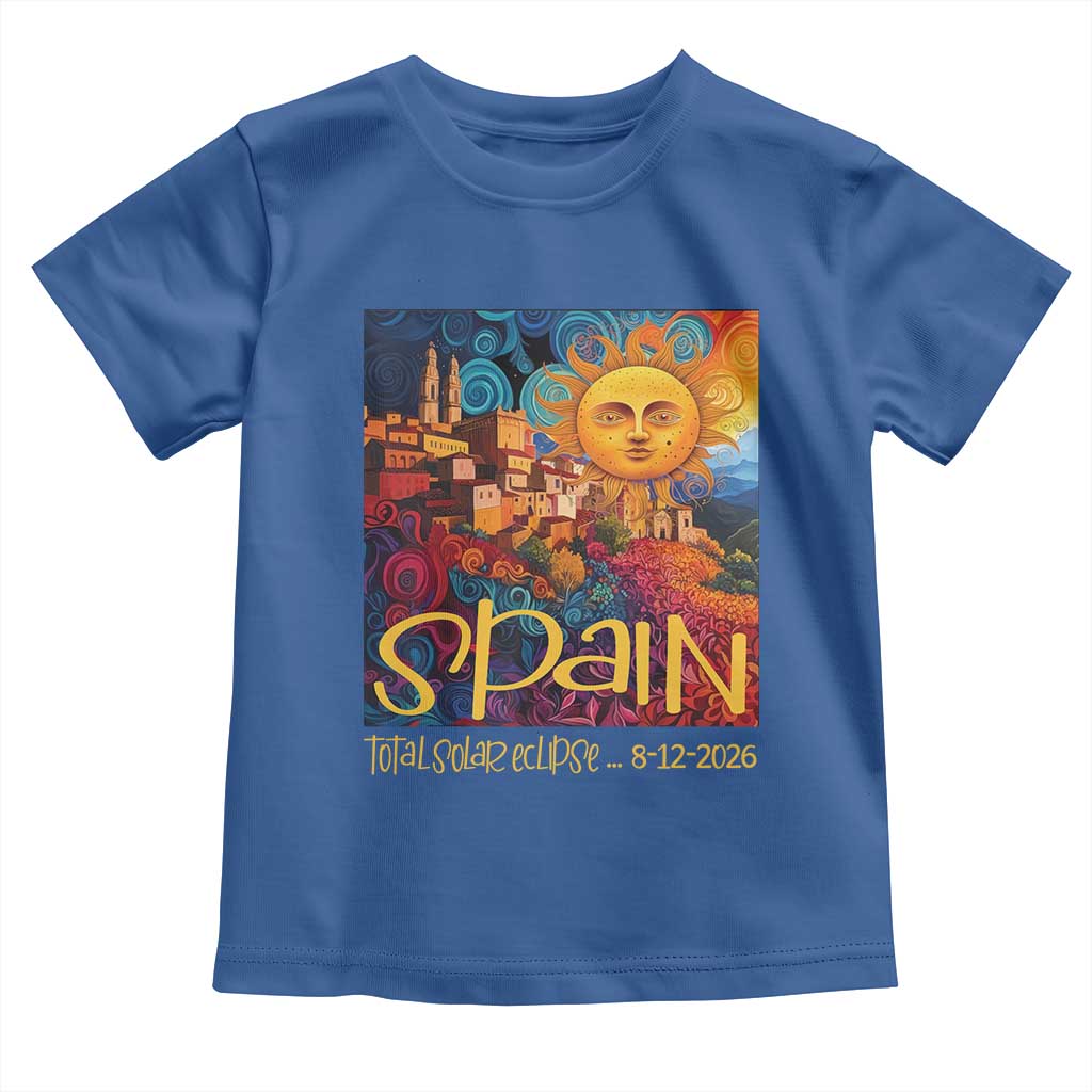 Spain 2026 Total Solar Eclipse Sun Face Graphic Toddler T Shirt Espana Totality Travel Memorabilia Astronomy Geek Gift