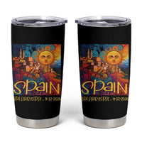 Spain 2026 Total Solar Eclipse Sun Face Graphic Tumbler Cup Espana Totality Travel Memorabilia Astronomy Geek Gift