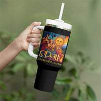 Spain 2026 Total Solar Eclipse Sun Face Graphic Tumbler With Handle Espana Totality Travel Memorabilia Astronomy Geek Gift
