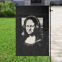Funny Mona Lisa Wearing Headphones Bass Face Meme Garden Flag Funny Classical Fine Art Parody Music Producer Graphic