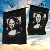 Funny Mona Lisa Wearing Headphones Bass Face Meme Garden Flag Funny Classical Fine Art Parody Music Producer Graphic
