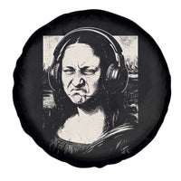 Funny Mona Lisa Wearing Headphones Bass Face Meme Spare Tire Cover Funny Classical Fine Art Parody Music Producer Graphic