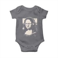 Funny Mona Lisa Wearing Headphones Bass Face Meme Baby Onesie Funny Classical Fine Art Parody Music Producer Graphic