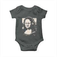 Funny Mona Lisa Wearing Headphones Bass Face Meme Baby Onesie Funny Classical Fine Art Parody Music Producer Graphic