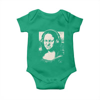 Funny Mona Lisa Wearing Headphones Bass Face Meme Baby Onesie Funny Classical Fine Art Parody Music Producer Graphic