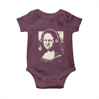 Funny Mona Lisa Wearing Headphones Bass Face Meme Baby Onesie Funny Classical Fine Art Parody Music Producer Graphic