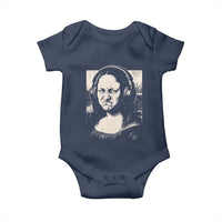 Funny Mona Lisa Wearing Headphones Bass Face Meme Baby Onesie Funny Classical Fine Art Parody Music Producer Graphic